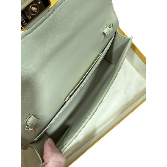 Fendi Wallet on Chain Baguette FF Leather Sage Green Crossbody Shoulder Bag - Picture 9 of 9